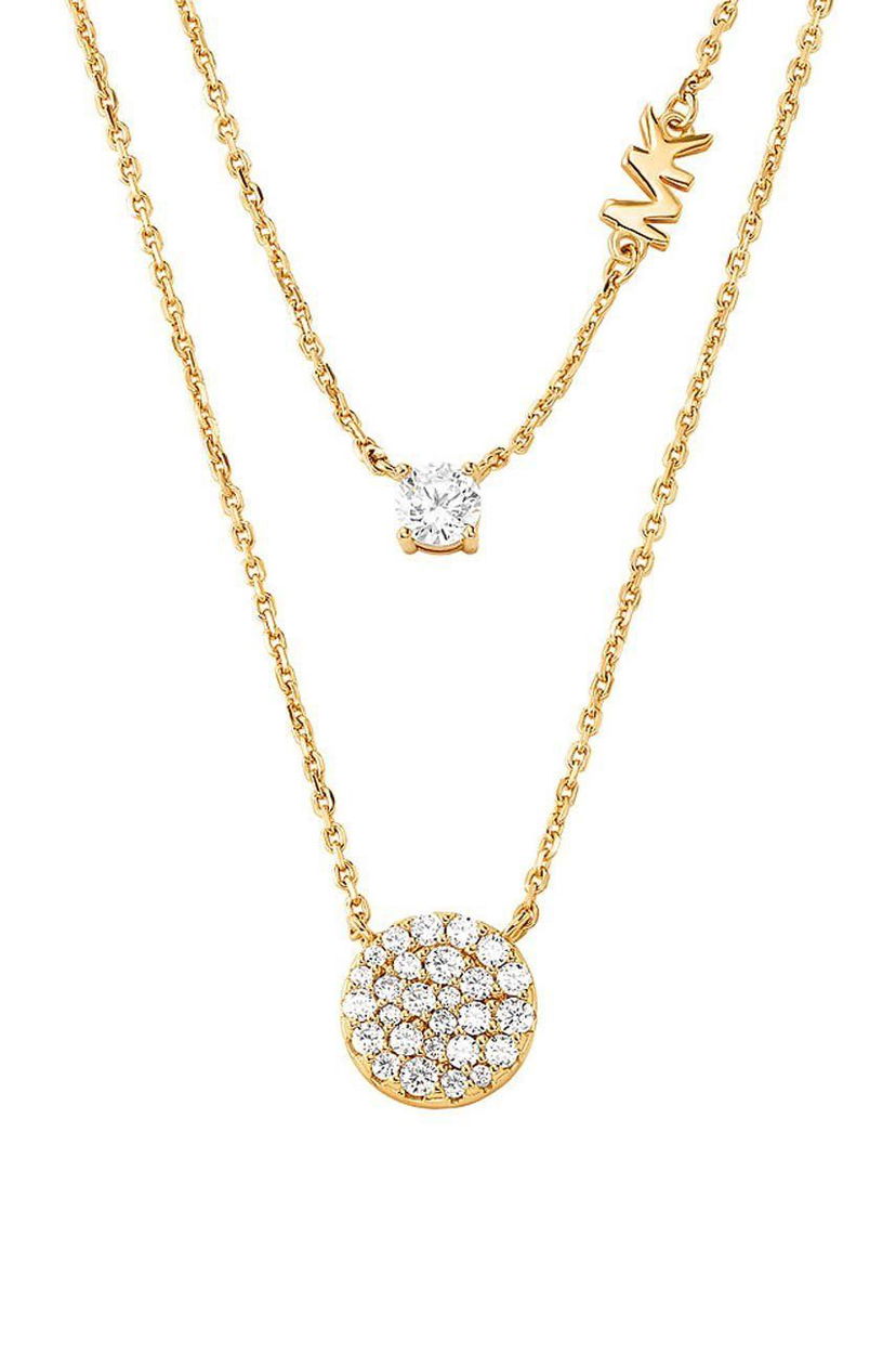 Ogrlica Michael Kors Double Chain Necklace with Pave and Solitaire CZ Kovinski | MKC1591AN710