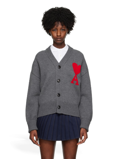Pleteni pulover AMI Cardigan Siva | UKC002.018