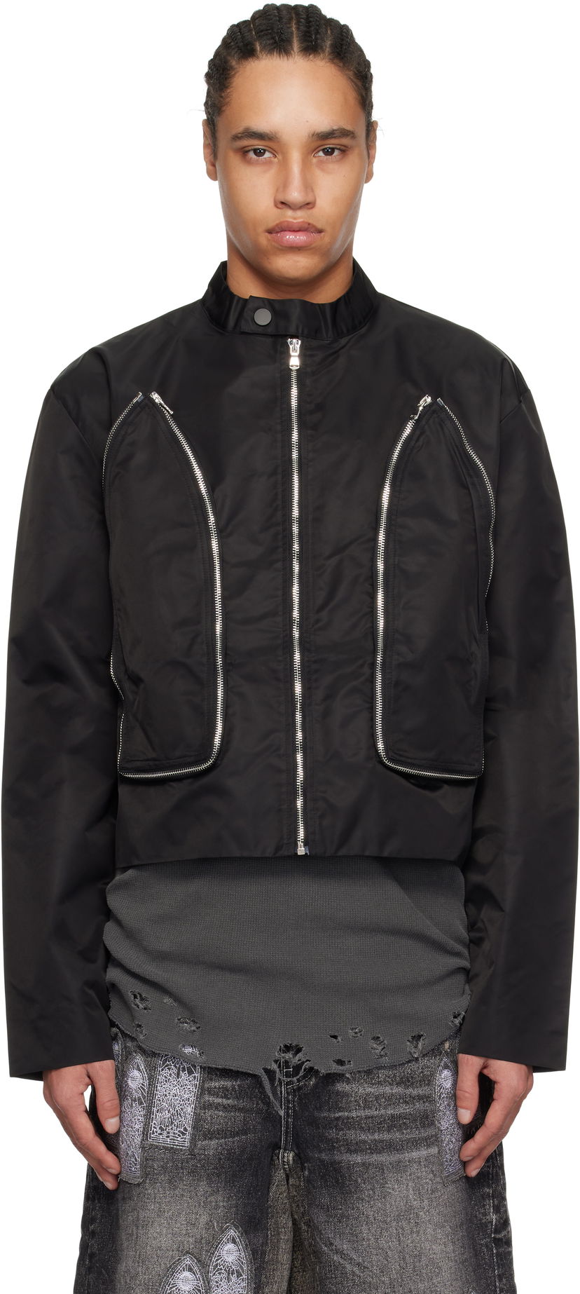 Bomber jakna Who Decides War Who Decides War Window Cropped Moto Jacket Črna | 1131510002SS25