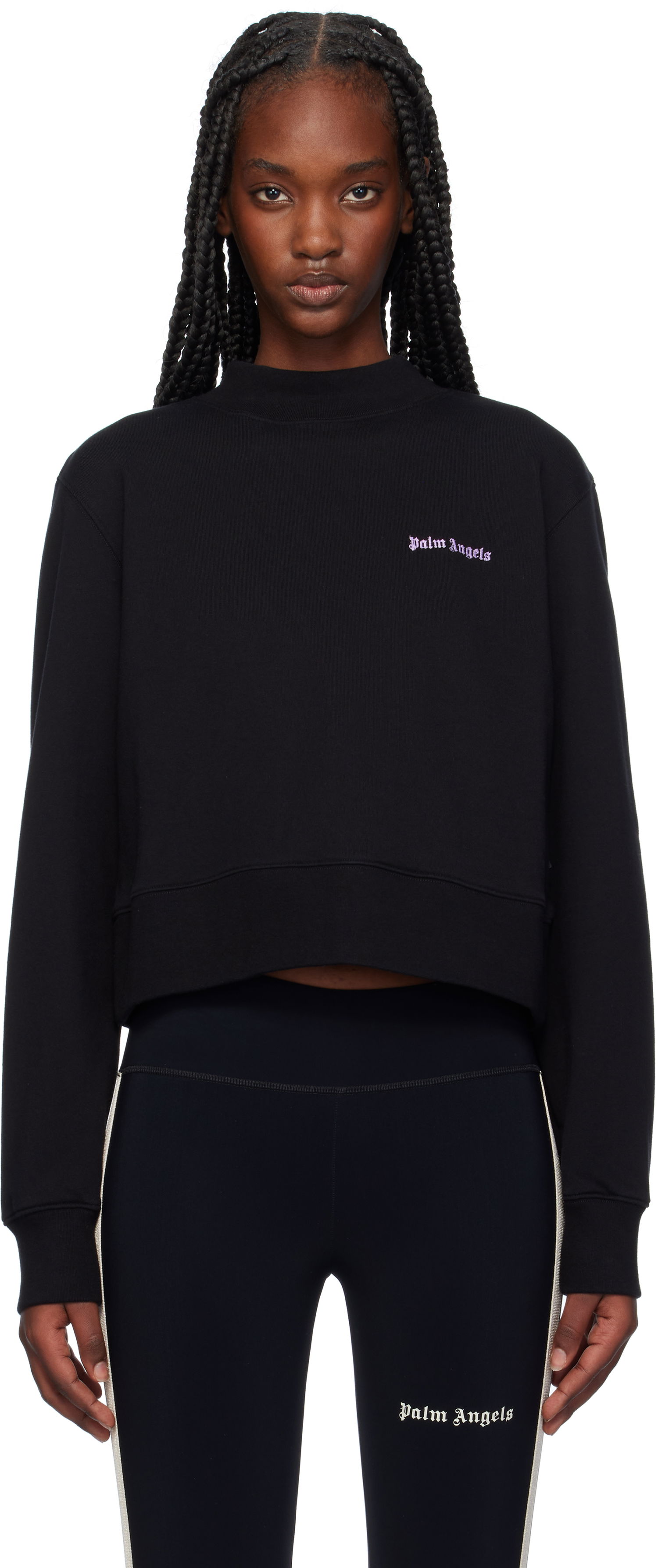 Pulover Palm Angels Classic Logo Fitted Sweatshirt Črna | PWBA016F24FLE0041036, 0