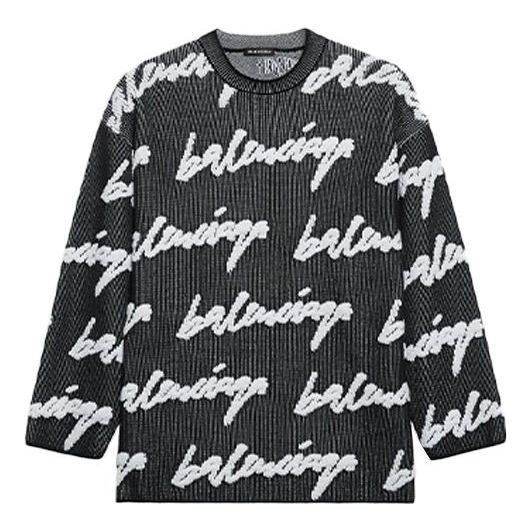 Pleteni pulover Balenciaga Crewneck Cotton Knit Sweater Črna | 625985T31801070