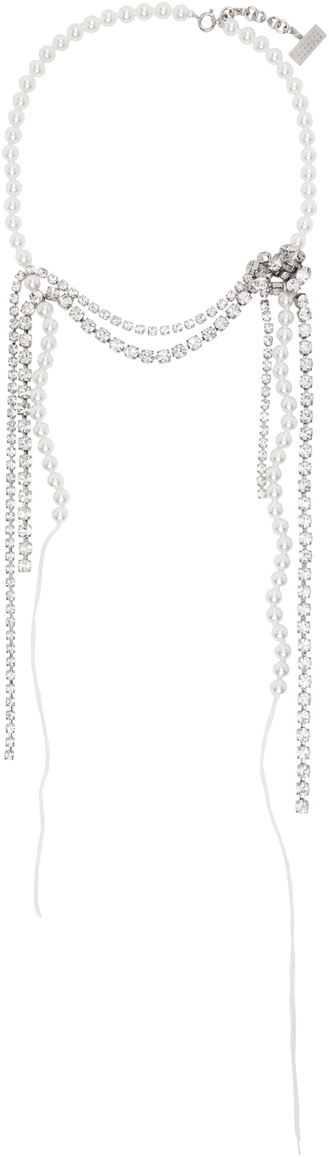 Ogrlica Maison Margiela MM6 Maison Margiela Object Trouve Pearl & Crystal Necklace Bela | SM7UU0082 P7352, 0