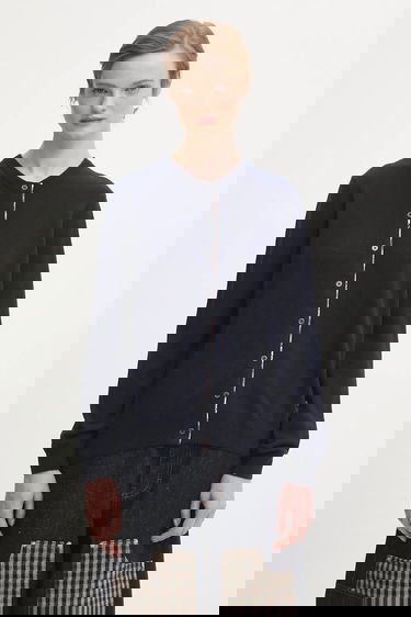 Pleteni pulover Barbour Pendle Knitted Cardigan with Wool Blend Mornarica | LKN1076NY78, 0