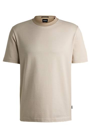 Majica BOSS Mercerized Cotton T-Shirt with Micro Pattern Bež | 50534030