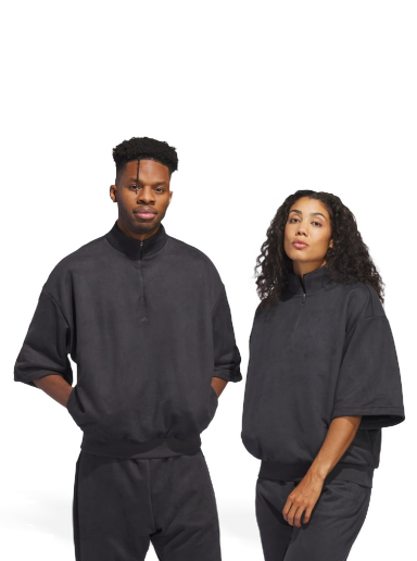 Pleteni pulover adidas Performance Basketball Sueded 3/4 Half-Zip Crewneck Črna | IN7711