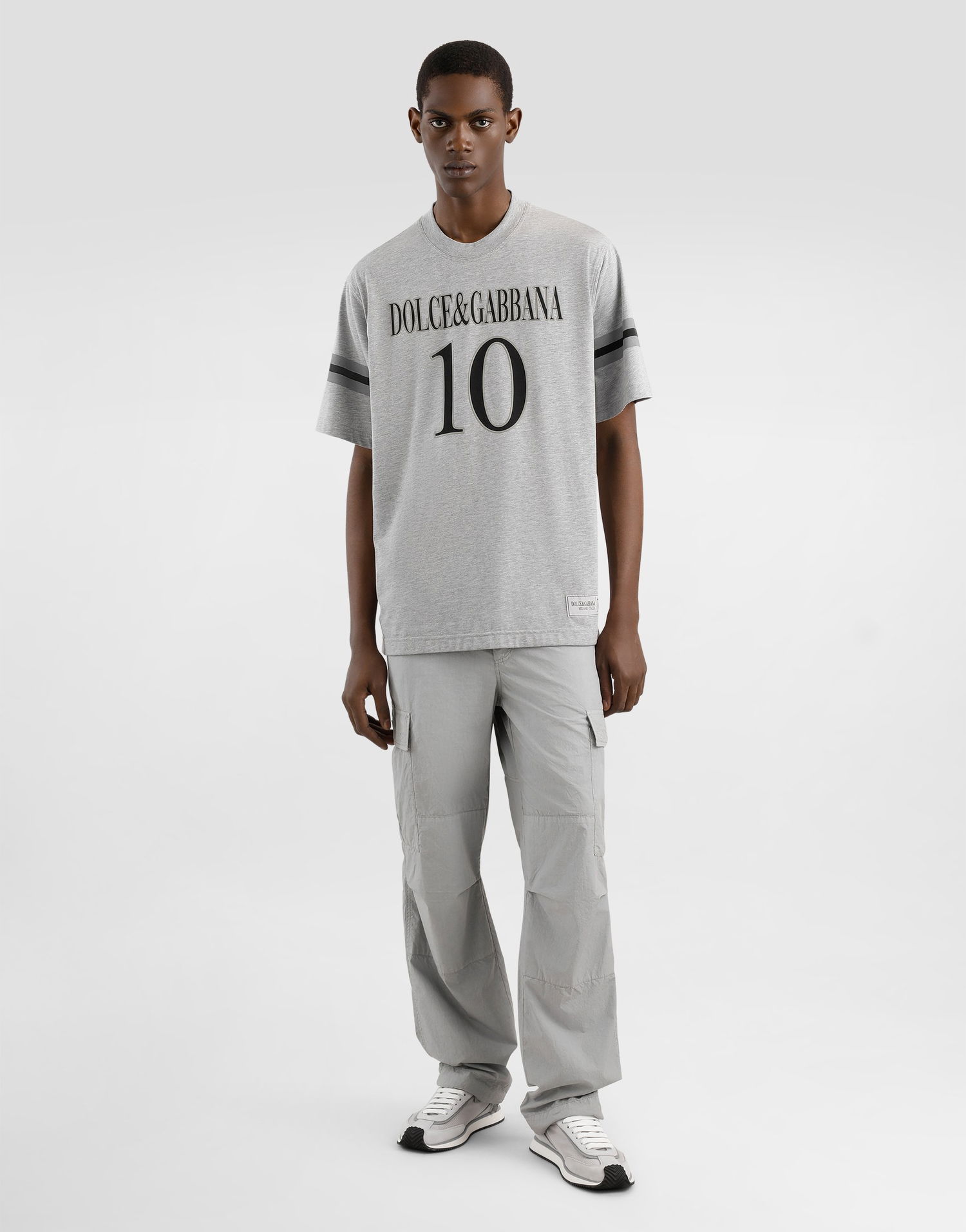 Majica Dolce & Gabbana Dolce & Gabbana Cotton T-Shirt with Logo and Number 10 Print Siva | G8SH7TG7O2OS8290, 1