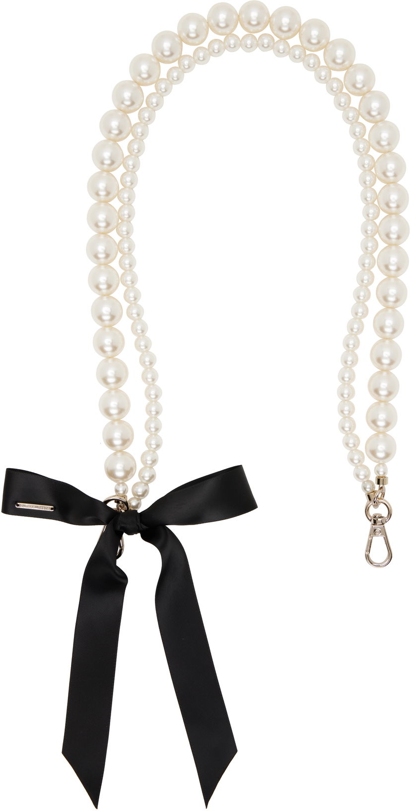 Obeski za ključe Simone Rocha Simone Rocha Faux-Pearl Bow Bag Strap Bela | STRAP2R-M 0904