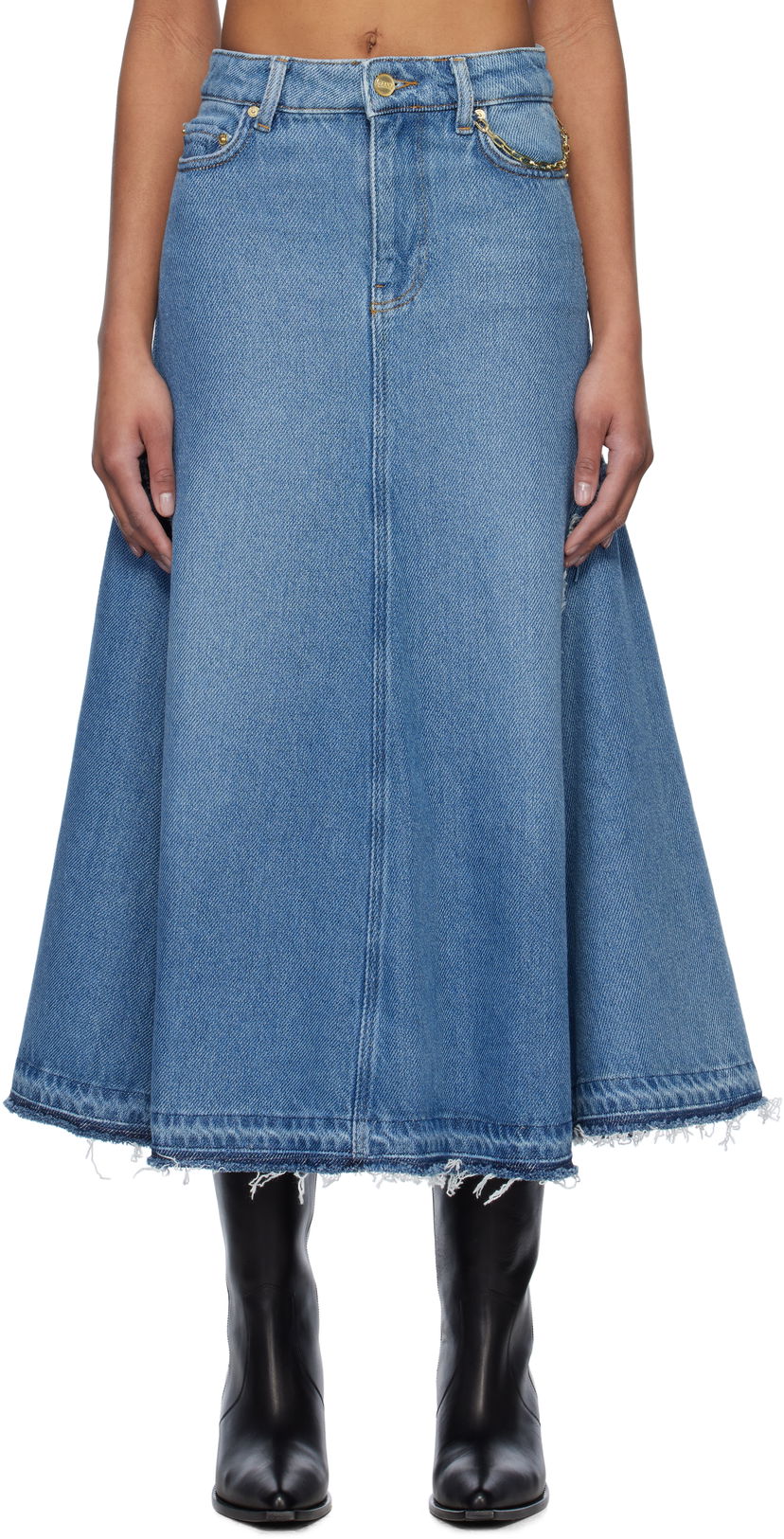 Krila GANNI GANNI Denim Midi Skirt Modra | J1601