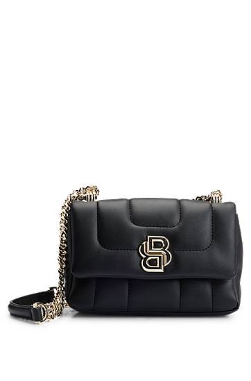 Torbica BOSS Balmain Quilted Shoulder Bag with Double B Monogram Črna | 50528858