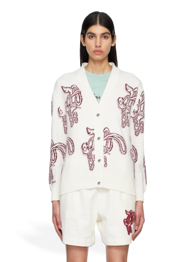 Pleteni pulover Moncler Roger Rabbit Cardigan Bela | I10939B00016M1509
