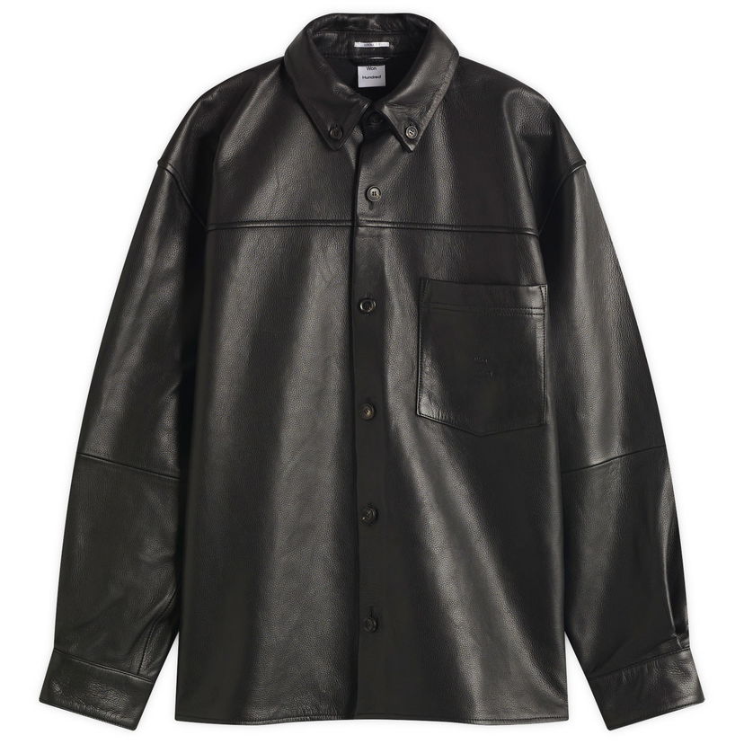 Srajce Won Hundred Zayne Leather Overshirt, Size Large Črna | 3591-16023