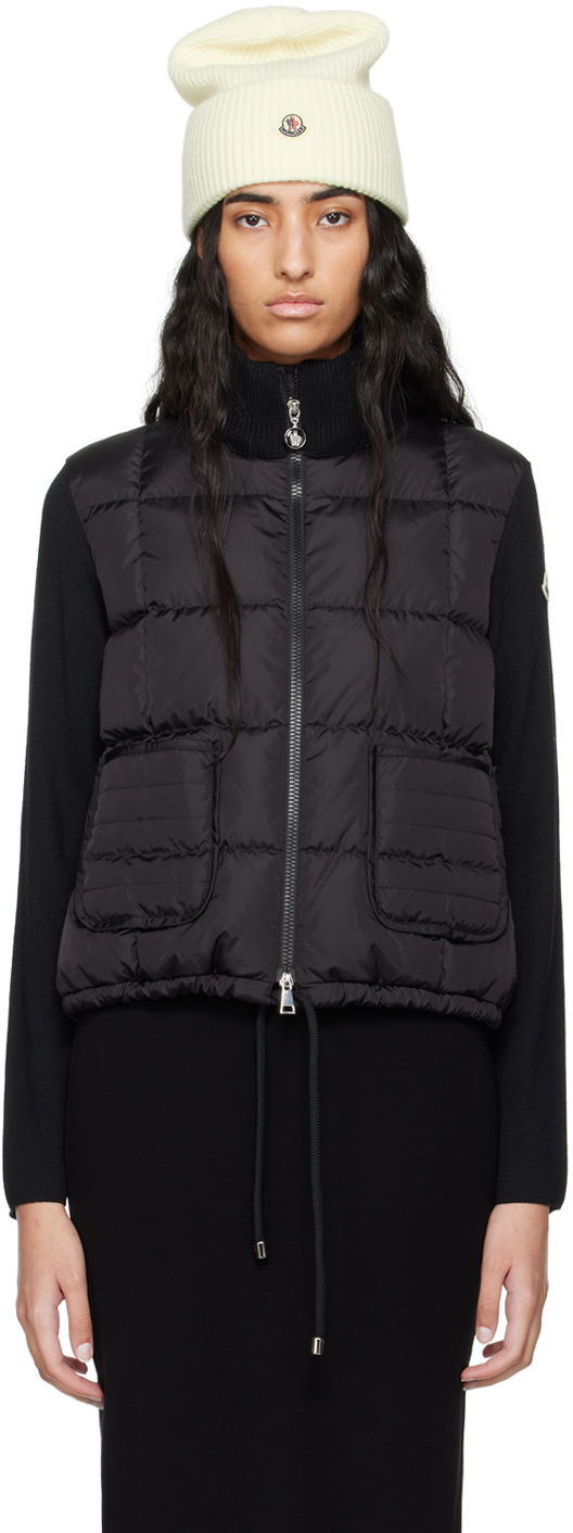 Pleteni pulover Moncler Black Paneled Down Cardigan Črna | J20939B00003M1131, 0