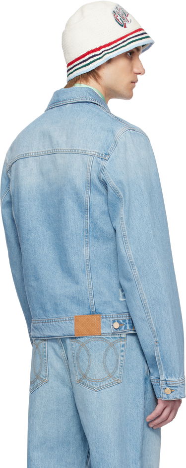 Jakna Casablanca Casablanca Graffiti Distressed Denim Jacket Modra | MS25-JK-343-01, 2