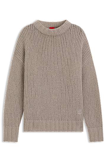 Pleteni pulover BOSS Oversized-fit sweater in a wool blend Bež | 50522553