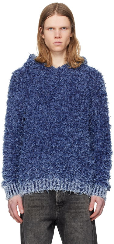 Pleteni pulover Diesel K-Dave Fuzzy Hoodie Modra | A16568-0KNAE-8ATS, 0