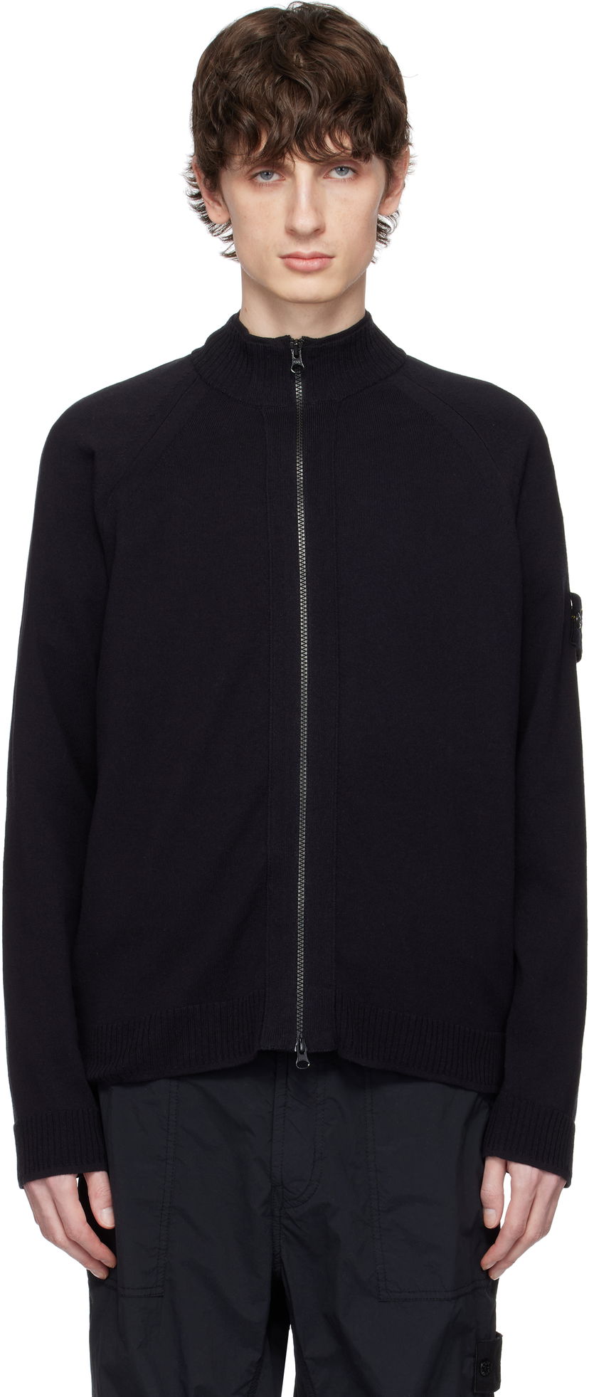 Pleteni pulover Stone Island Stone Island Organic Cotton Zip Cardigan Črna | K1S15 5100061 S00B9
