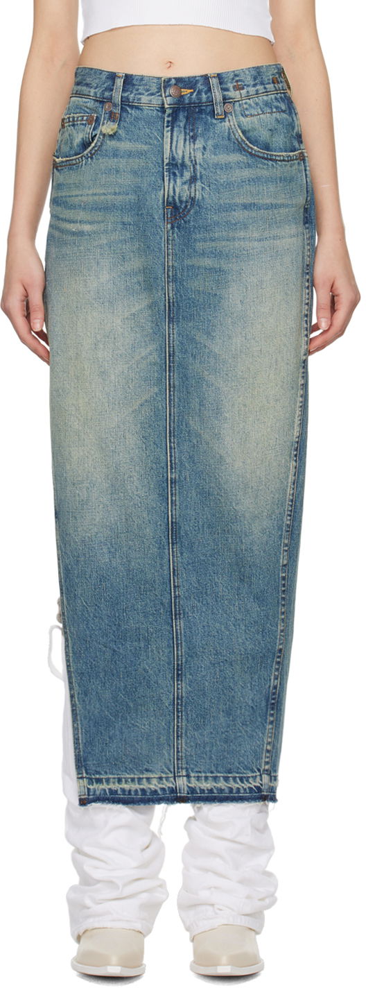 Krila R13 R13 Denim Maxi Skirt with Side Slits Modra | R13WD102-D173A, 0