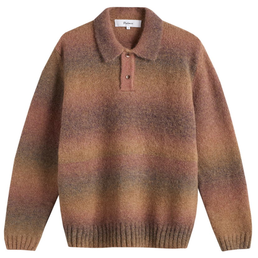 Pleteni pulover Palmes Alpaca Long Sleeve Knit Polo Rjava | P40-0025-121