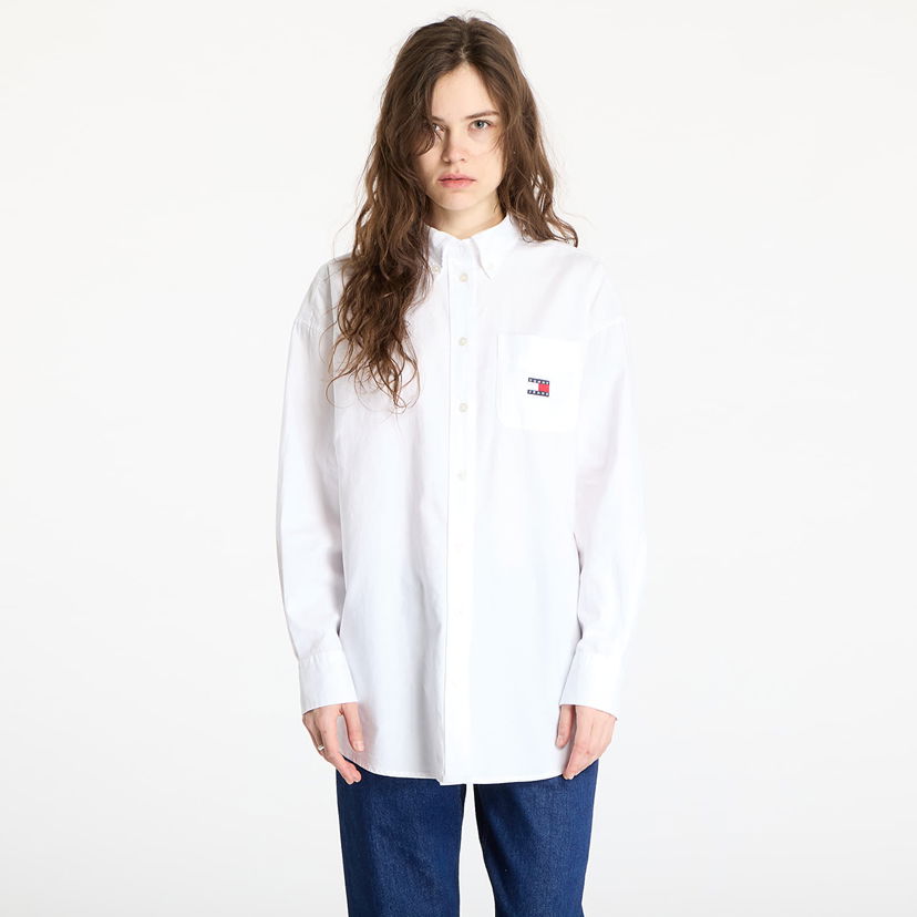 Srajce Tommy Hilfiger Tommy Jeans Oversized Badge Oxford Shirt Bela | DW0DW20289 YBL