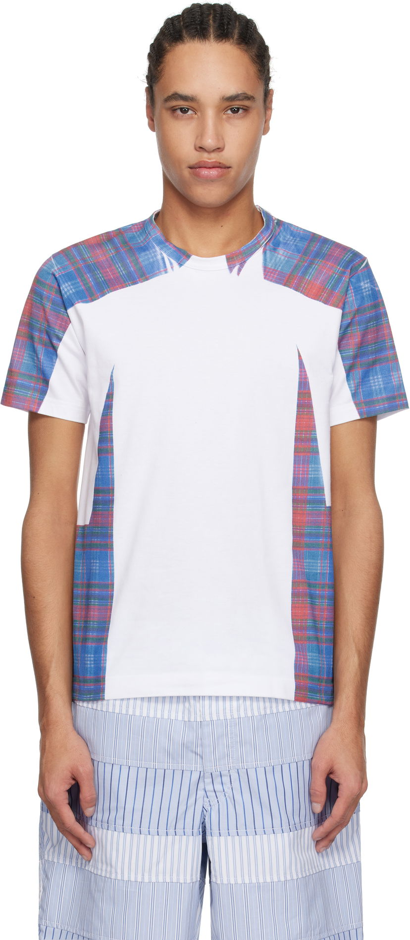 Majica Comme des Garçons Comme des Garçons Shirt Check Panel T-Shirt Bela | FO-T005-051