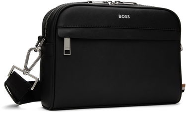 Torba za čez ramo BOSS Saffiano Leather Reporter Bag Črna | 50548279, 1