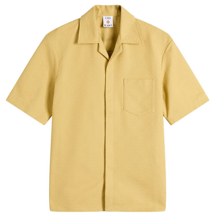 Srajce Casablanca Casablanca Jacquard Monogram Short Sleeve Shirt, Size Large Rumena | MPF25-SH-167-01