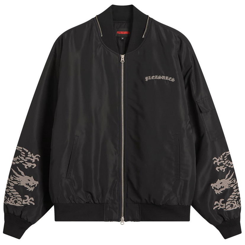 Bomber jakna Pleasures Pleasures Dragon Bomber Jacket Črna | P25SP003-BLK