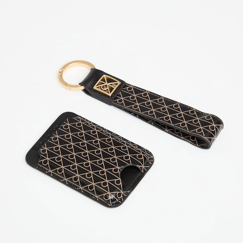Obeski za ključe CALVIN KLEIN Calvin Klein Emblem Aop Key Fob and Cardholder Set Črna | LV04F1101G UB1