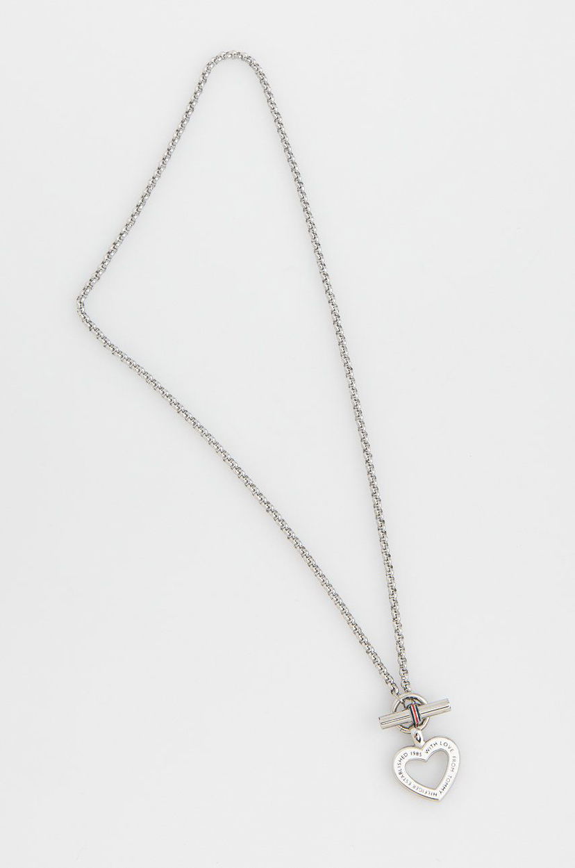 Ogrlica Tommy Hilfiger Tommy Hilfiger Silver-Tone Heart Pendant Necklace Kovinski | 2700277