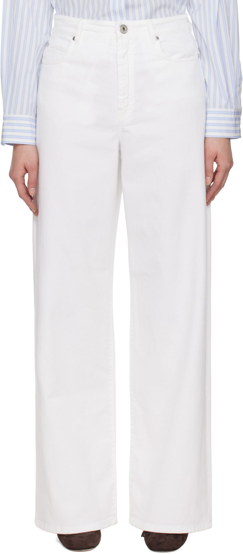 Kavbojke Max Mara Weekend Max Mara Medina Wide-Leg Jeans Bela | 2515131011600
