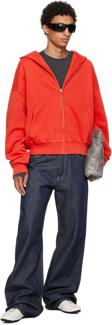 Pulover Entire Studios Entire Studios Thermal Zip-Up Hoodie Rdeča | ES2488CH, 3