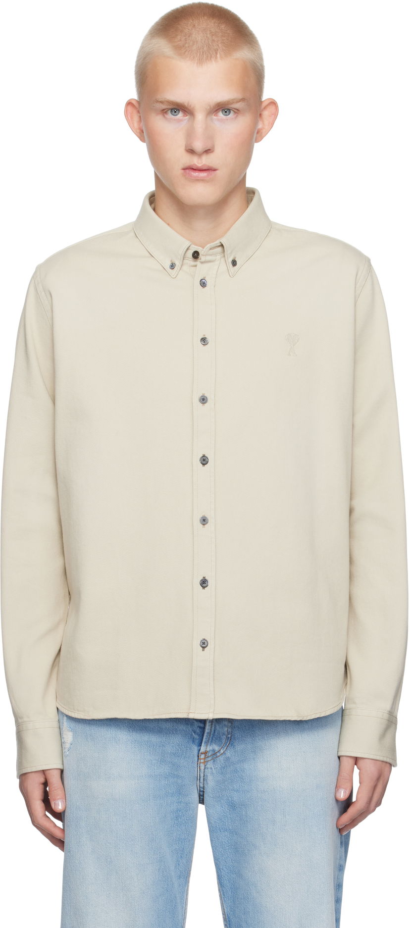 Srajce AMI Oxford Shirt Bež | USH060.CO0149