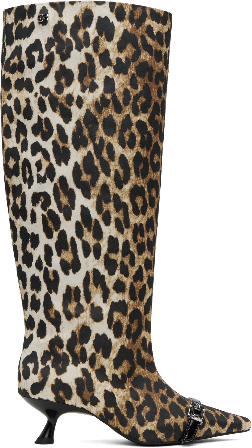 Modni dodatki GANNI GANNI Slouchy Leopard-Print Kitten Heel Boots Večbarvna | S2877