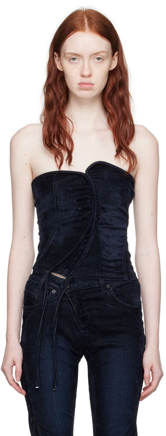 Majica brez rokavov Ottolinger Ottolinger Asymmetric Denim Tank Top Mornarica | 1703410