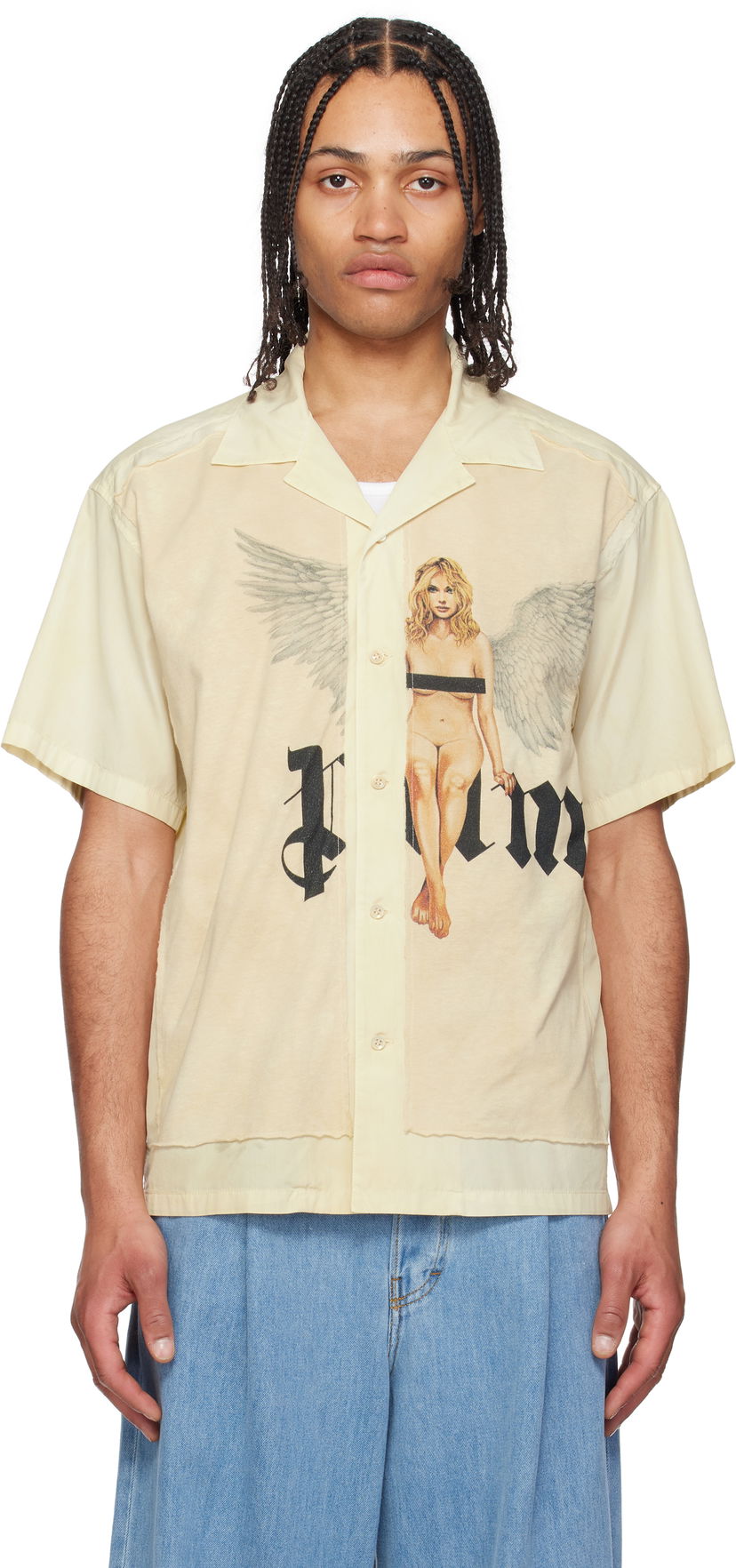 Srajce Palm Angels Palm Angels Pin Up Bowling Shirt Rumena | PMGG008S25FAB0010310