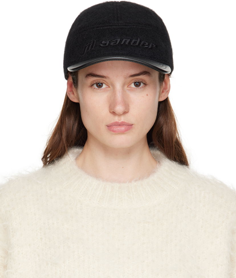 Kapa Jil Sander Embroidered Logo Wool Baseball Cap Črna | J03TC0103_JTN308