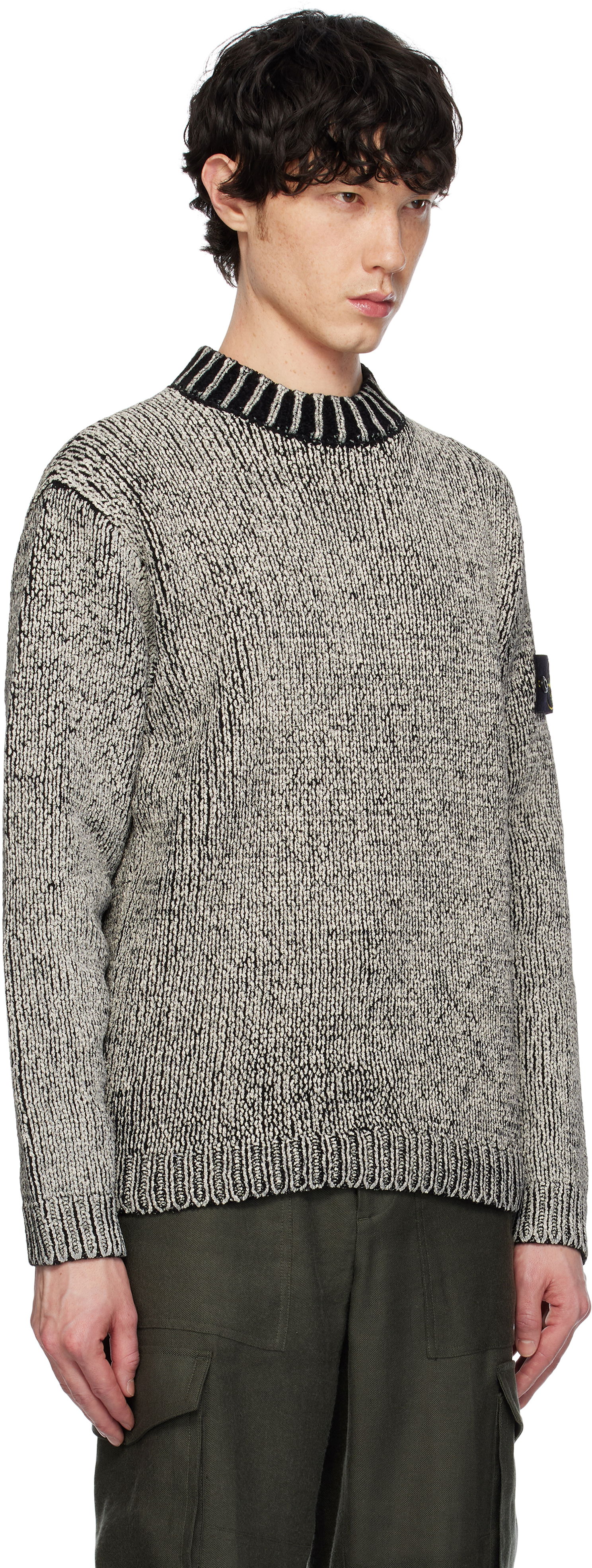 Pleteni pulover Stone Island Stone Island Crewneck Cotton Chenille Sweater Siva | K1S15 5100048 S00Z1, 1