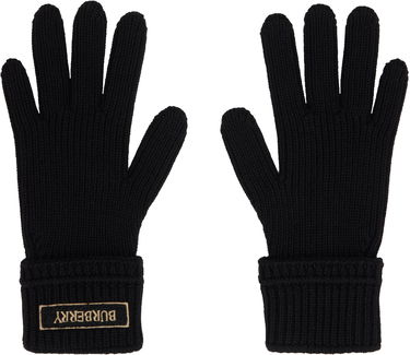 Rokavice Burberry Burberry Wool Gloves with Logo Patch Črna | 8114593, 0