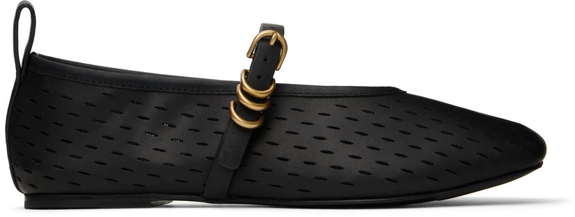 Superge in čevlji rag & bone rag & bone Spire Perforated Leather Mary Jane Ballerina Flats Črna | WFF25SF1018LE18