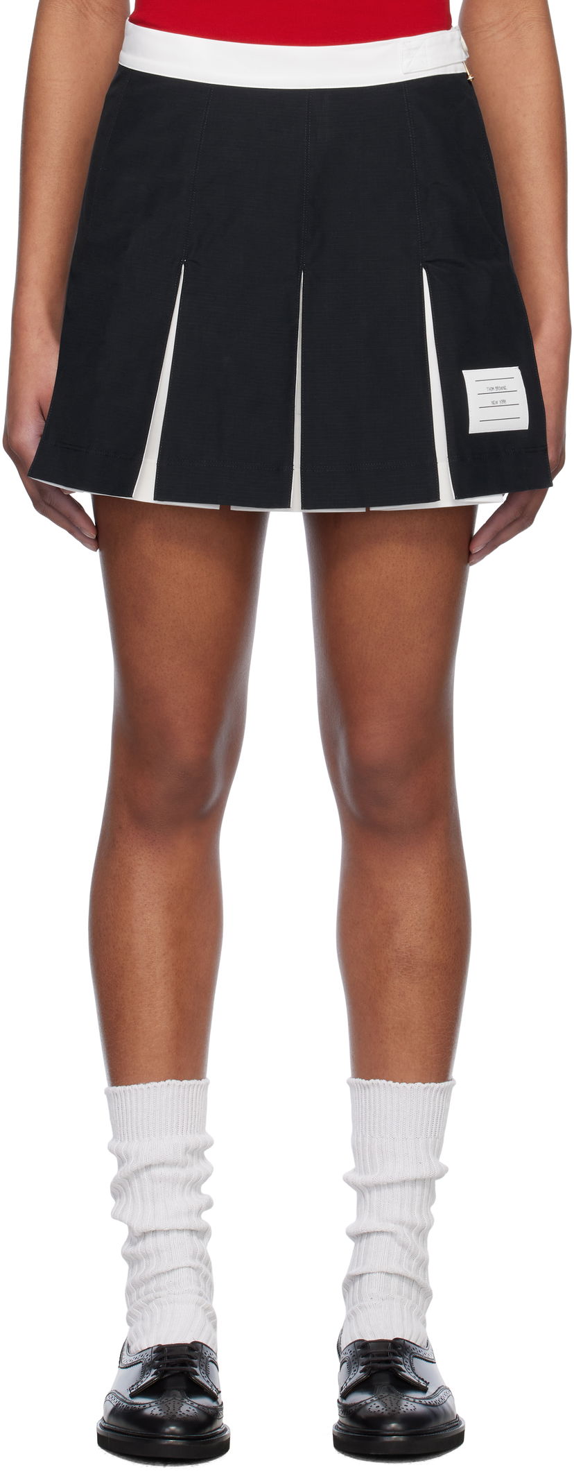 Krila Thom Browne Thom Browne Ripstop Box Pleat Miniskirt Črna | FJK133A-07651