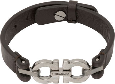 Zapestnica FERRAGAMO Ferragamo Double Gancini Leather Bracelet Rjava | 785726, 0