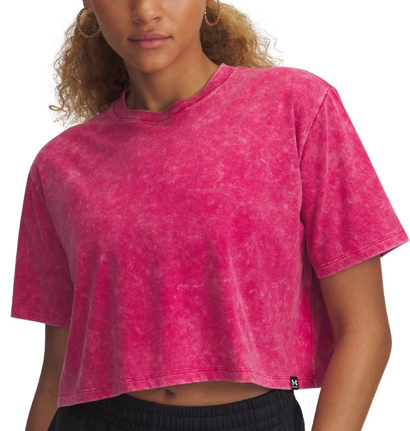 Krop-top Under Armour Under Armour Rival Wash Short Sleeve Crop Top Roza | 1389724-681