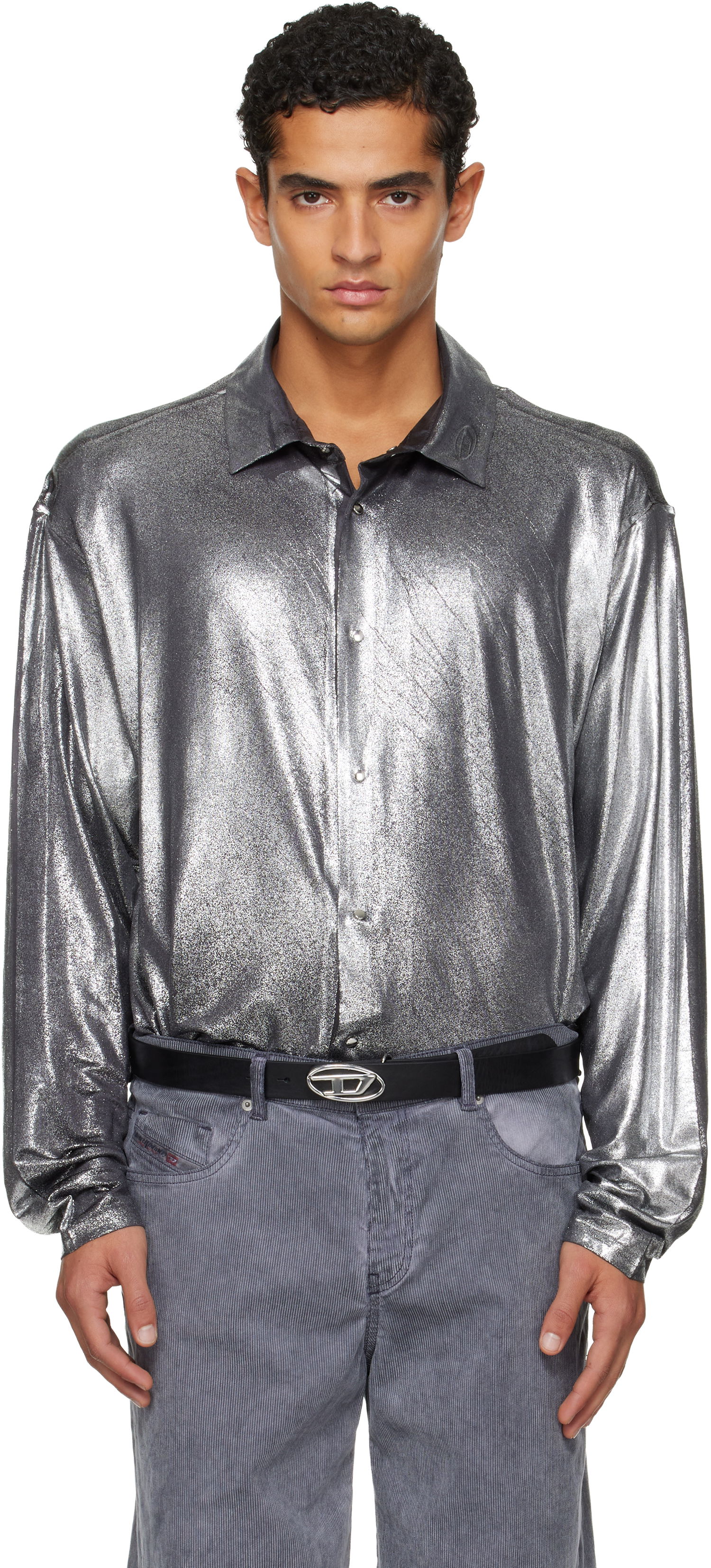 Srajce Diesel Foiled Long-Sleeve Button-Up Shirt Kovinski | A19410-0NKCU-9AW, 0