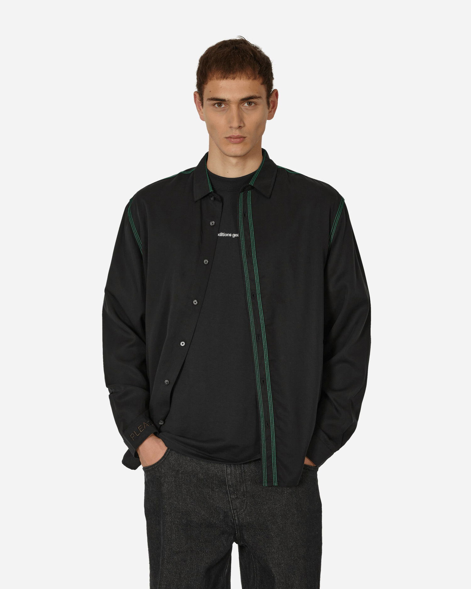 Srajce Pleasures Life Button Down Črna | P23F014 BLACK, 0