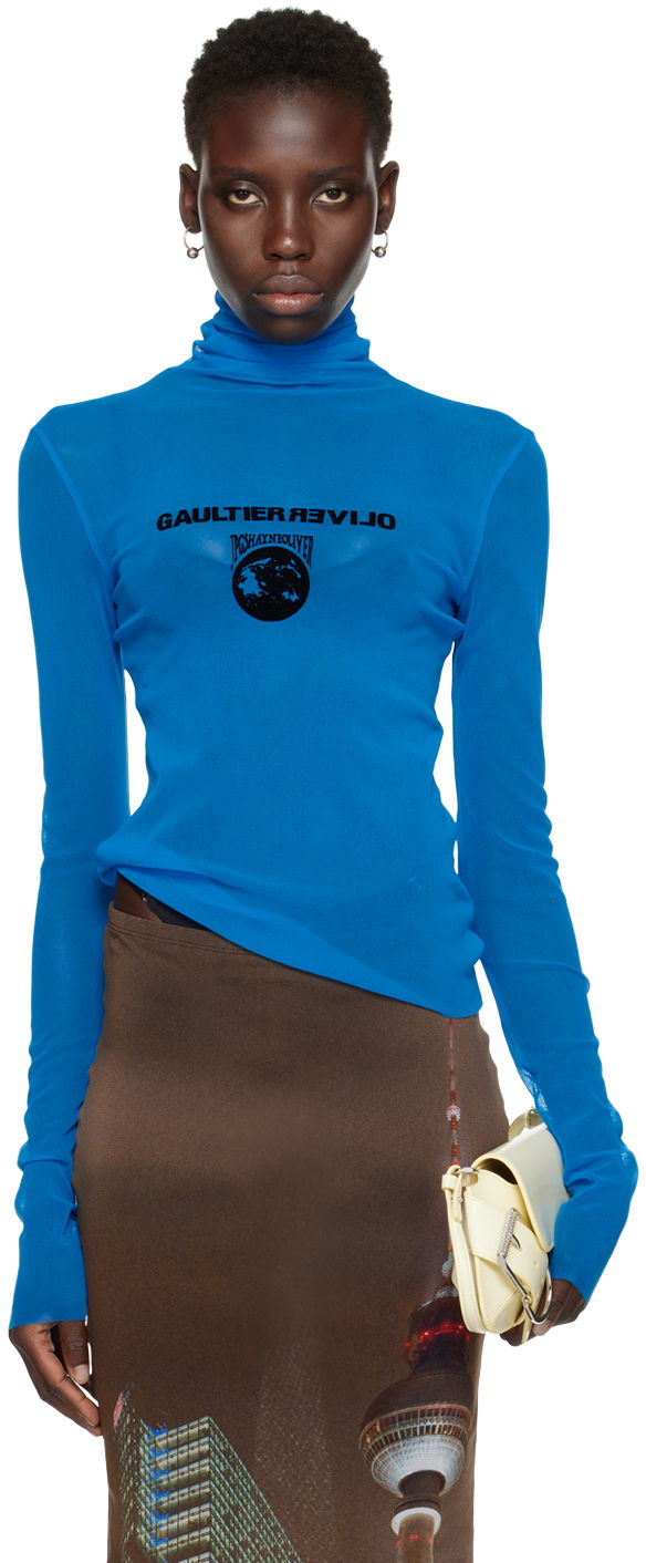 Pleteni pulover Jean Paul Gaultier Jean Paul Gaultier Shayne Oliver Edition Turtleneck Top Modra | 24/27-U-TO187IT001-7300