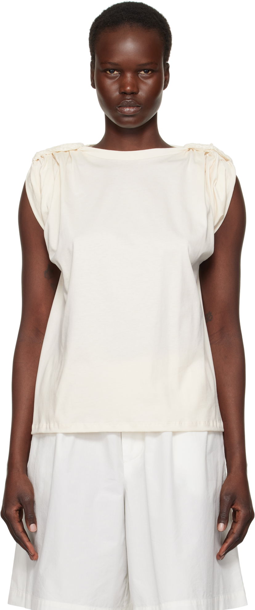 Majica Baserange Rodo Puff Sleeve T-Shirt Bela | TORO-RC-SP25