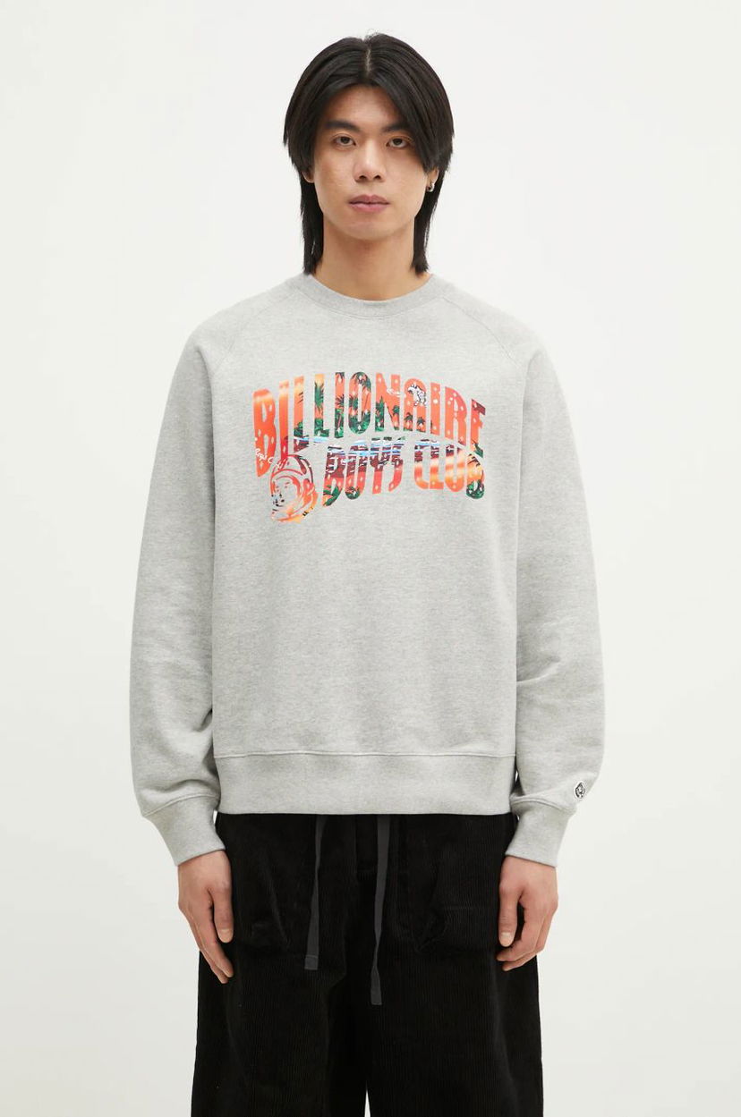 Pleteni pulover BILLIONAIRE BOYS CLUB Billionaire Boys Club Tropical Island Fill Arch Logo Crewneck Sweatshirt Siva | B24439