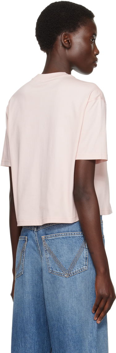 Krop-top Burberry Burberry Cropped Cotton T-Shirt Roza | 8110083, 2