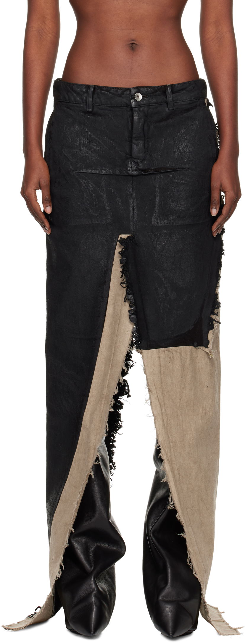 Krila Rick Owens Concordians Sliced Denim Maxi Skirt Večbarvna | RO02E4393 BMC921