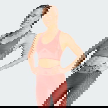 Modrček adidas Performance AEROKNIT Training Light Support Bra Rdeča | JI8008, 3